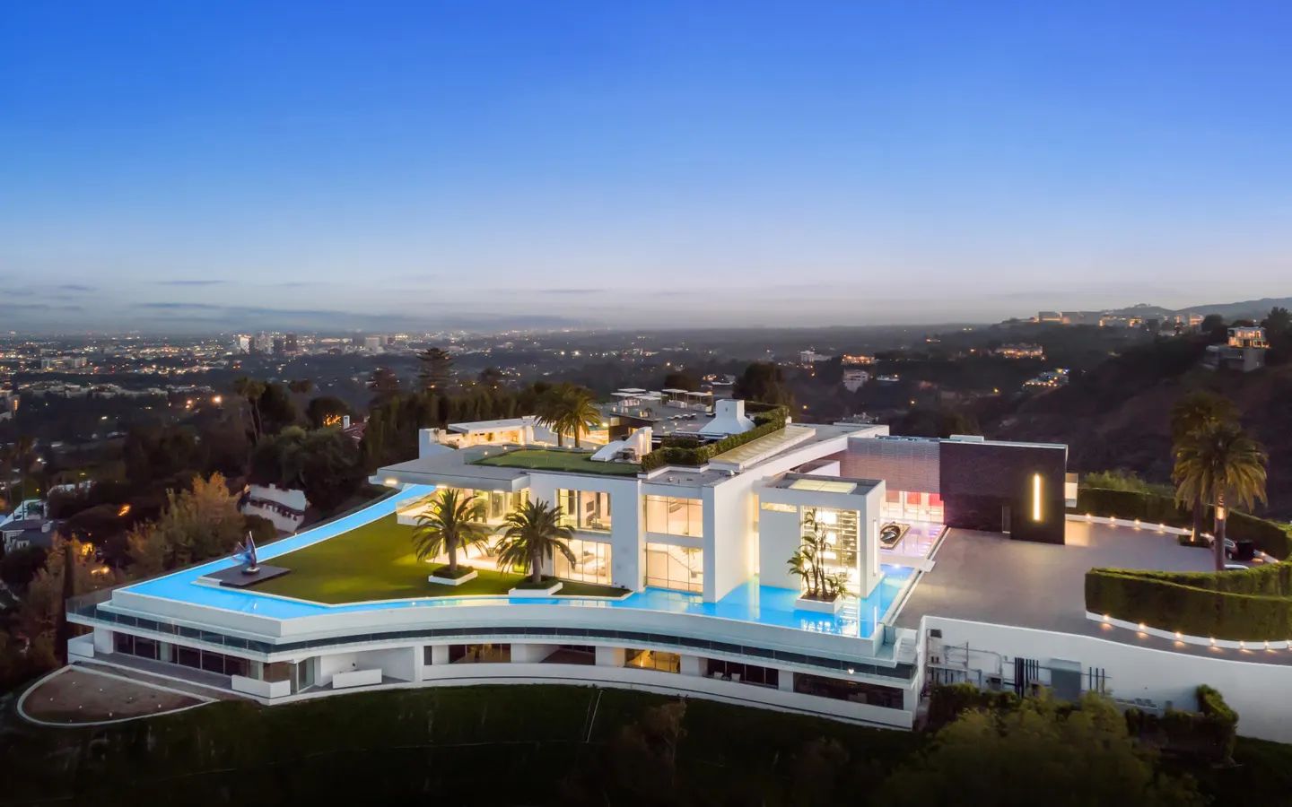 The One mega-mansion Exterior Los Angeles night view