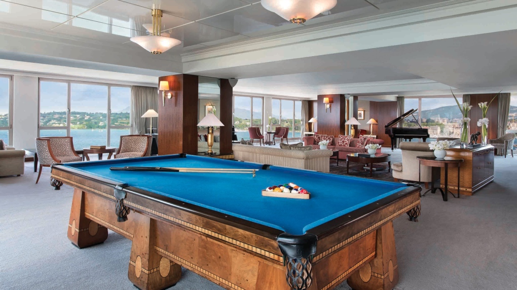 The Royal Penthouse Suite wit billiards table at the President Wilson Hotel